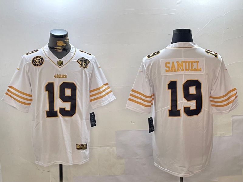 Men San Francisco 49ers #19 Samuel White Gold 2024 Nike Limited NFL Jersey style 12302->san francisco 49ers->NFL Jersey